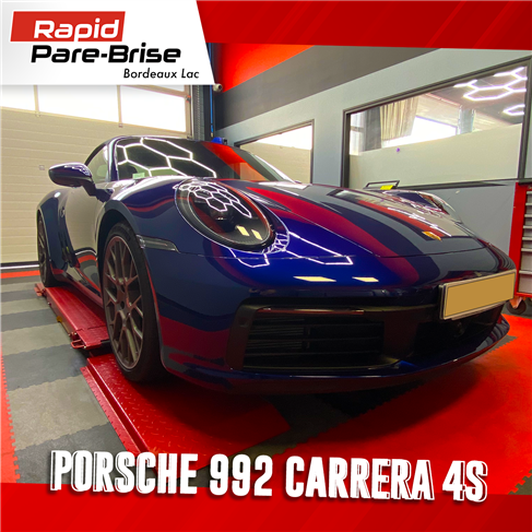 Remplacement de pare-brise sur Porsche 992 Carrera 4S chez Rapid Pare-brise Bordeaux Lac Bordeaux Nord Gironde voiture sport luxe